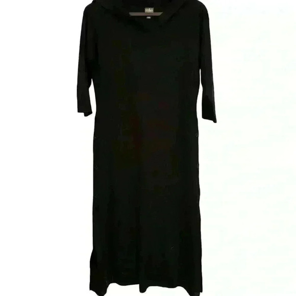 Soho Street Sweater Dress Black Hooded Long Sleeve Button/Slit Sides Size L Fall - Picture 6 of 13